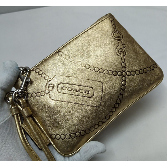 Coach Metallic Gold Zipper Closure Wristlet - Coin Wallet - Picture 4 of 11